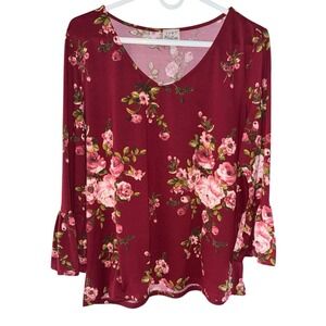 Como Vintage Floral‎ Bell Sleeve Top Large